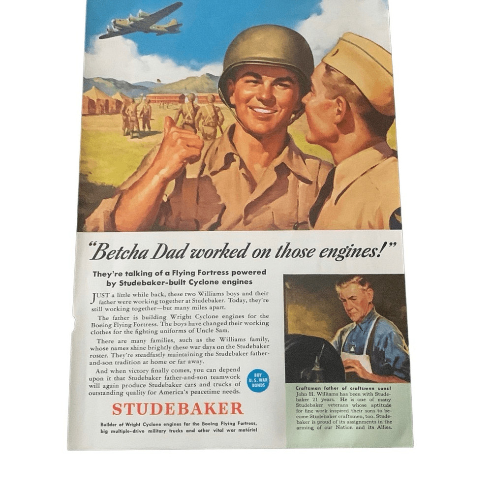 Vintage 1943 Studebaker Dad Worked on Those Engines Ad Advertisment
