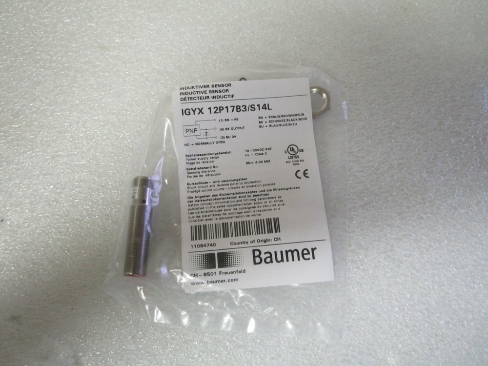 Baumer Inductive Sensor IGYX 12P17B3/S14L PNP Proximity Switch