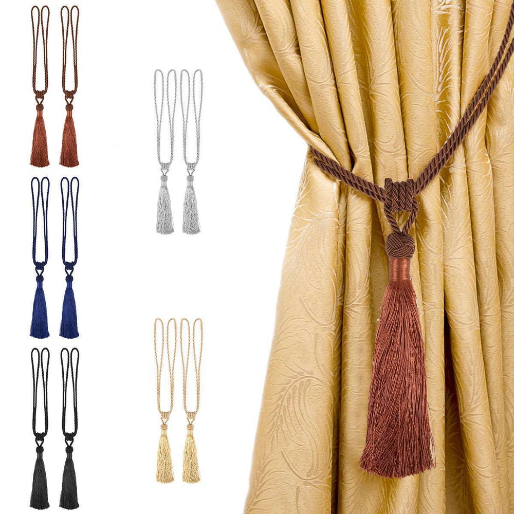 2/4Pcs Curtain Tassel Tiebacks Durable Window Tie backs Rope Holdbacks Window US