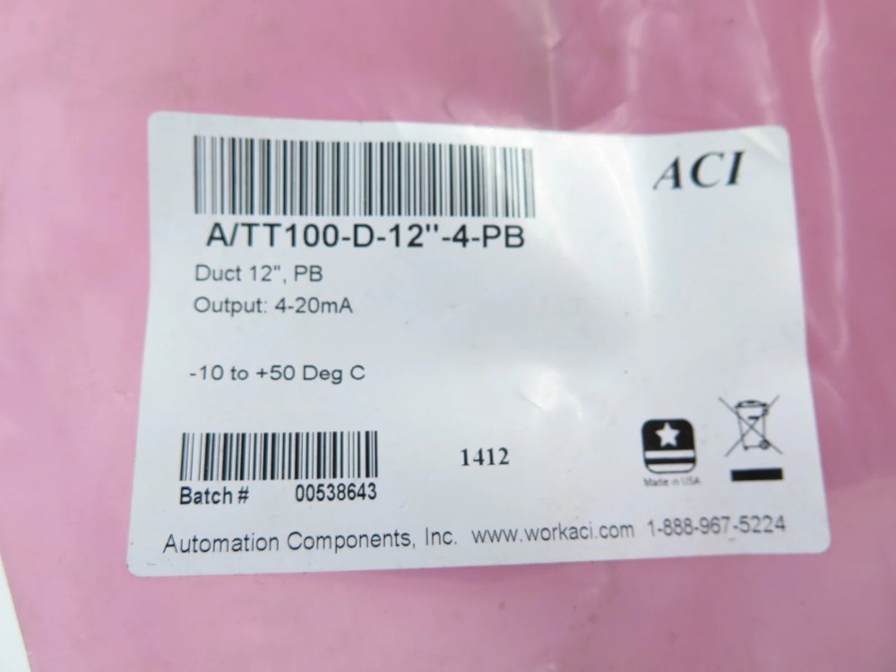 Automation Components Inc A/TT100-D-12"-4-PB Temperature Sensor