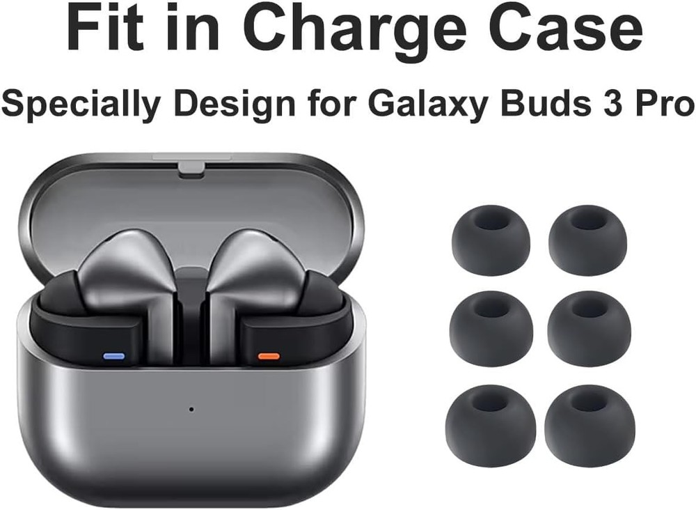 Replacement for Galaxy Buds3 Pro Earbuds Tips Silicone Ear Tips, S/M/L, Black