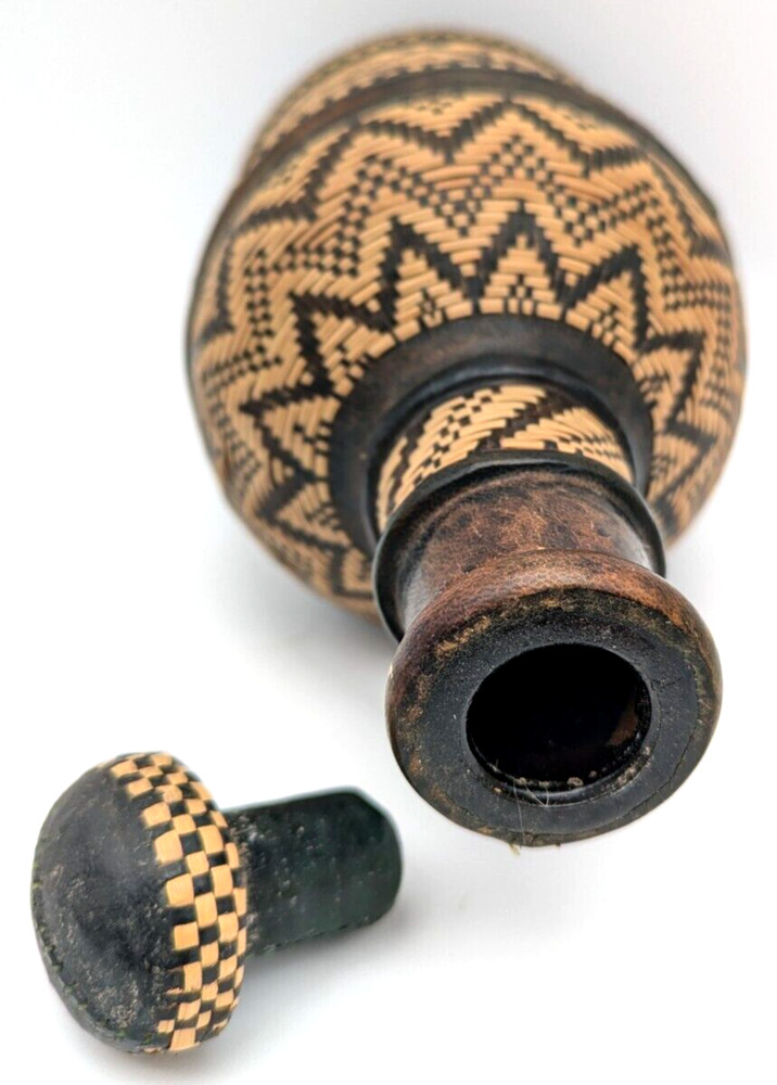 Leather & Basket Weave Wrapped Empty Bottle Stopper