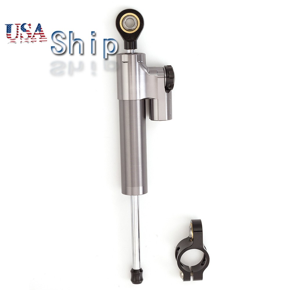 CNC Universal Motorcycles Steering Stabilizer Damper Linear Control Safety Grey