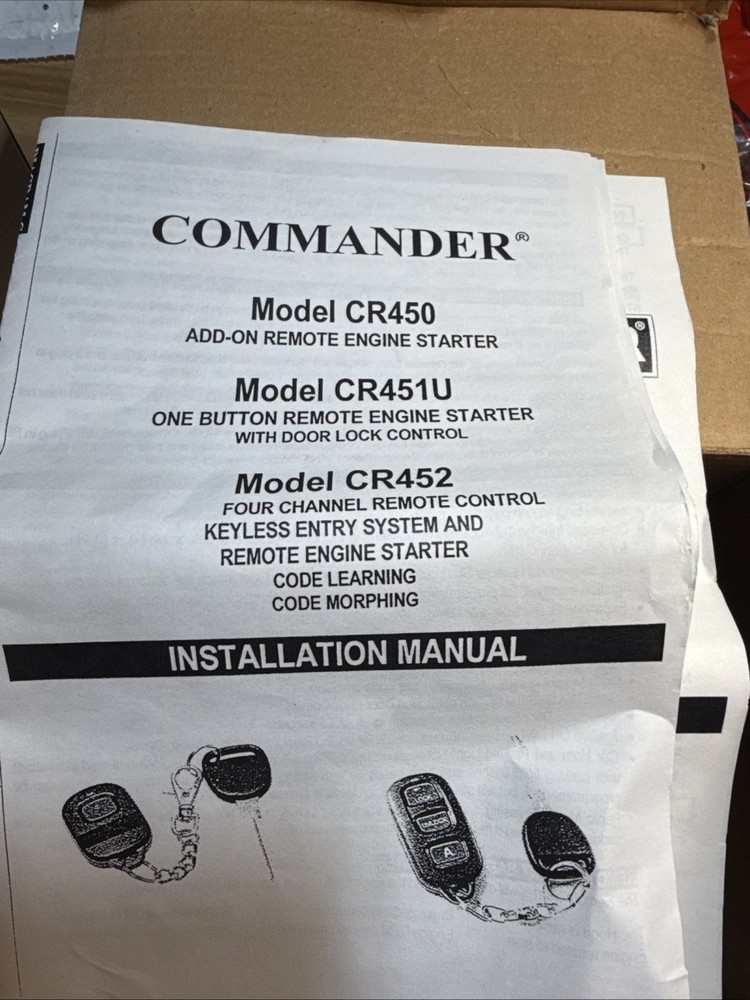 Commander KD450 Remote Engine Starter Kit One Button FCC ID:ELVNTFD