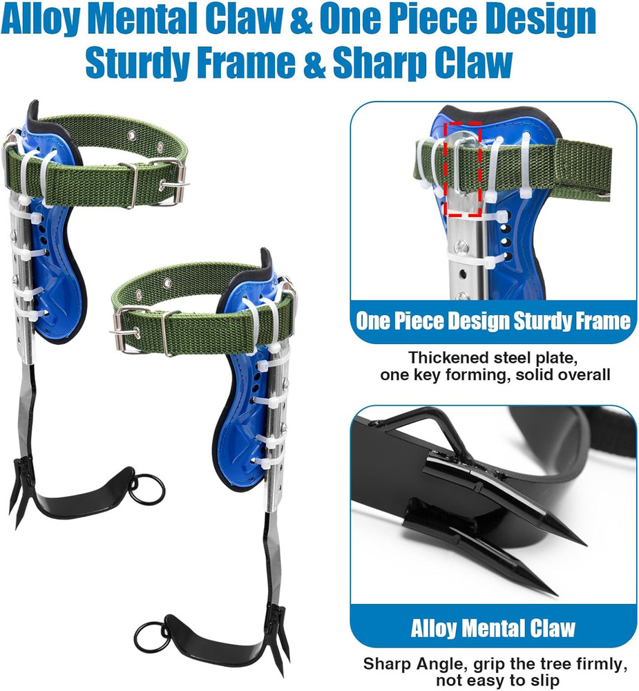 Tree Climbing Spikes, Tree Climbing Gear with Protective Belt Adjustable Clim..