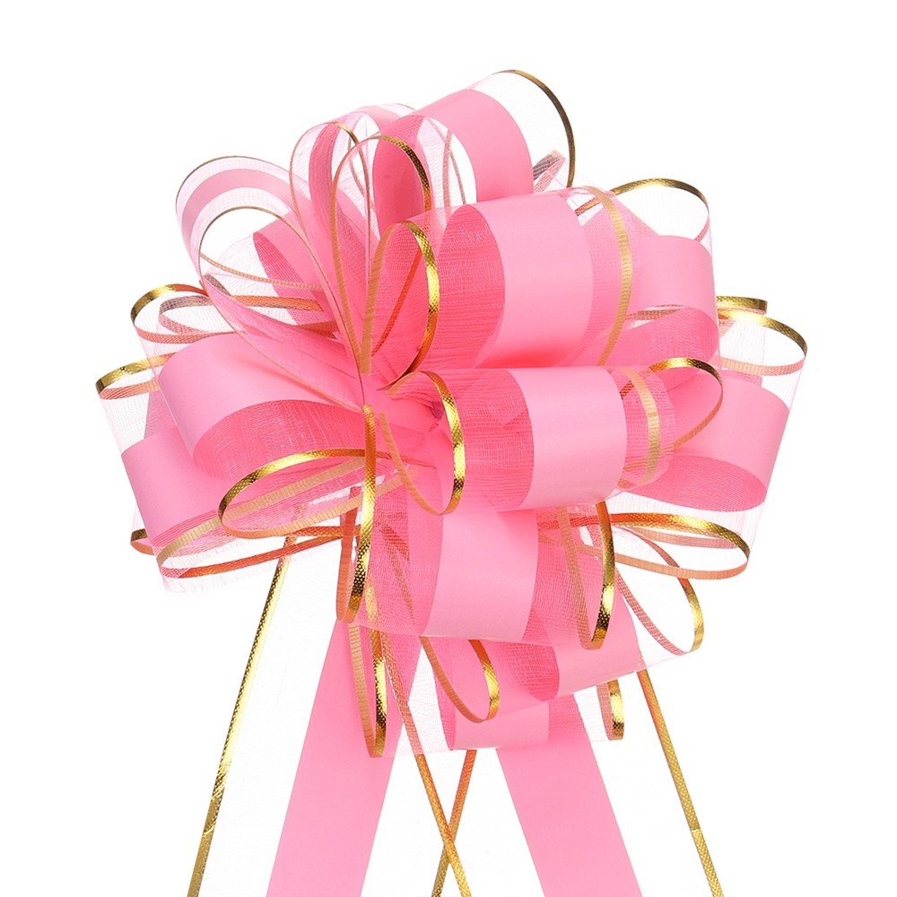 5pcs 6 Inch Large Big Pull Bow Car Gift Wrapping for Wedding Baskets, Pink