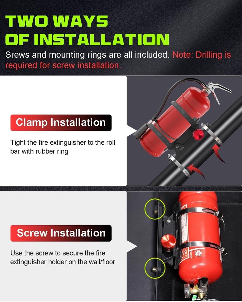 Car Fire , Roll Bar Fire Extinguisher Holder Quick-Release Aluminum Adjustabl...