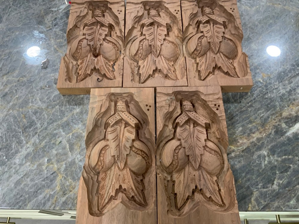 antique 5 walnut carvings duplicated from original