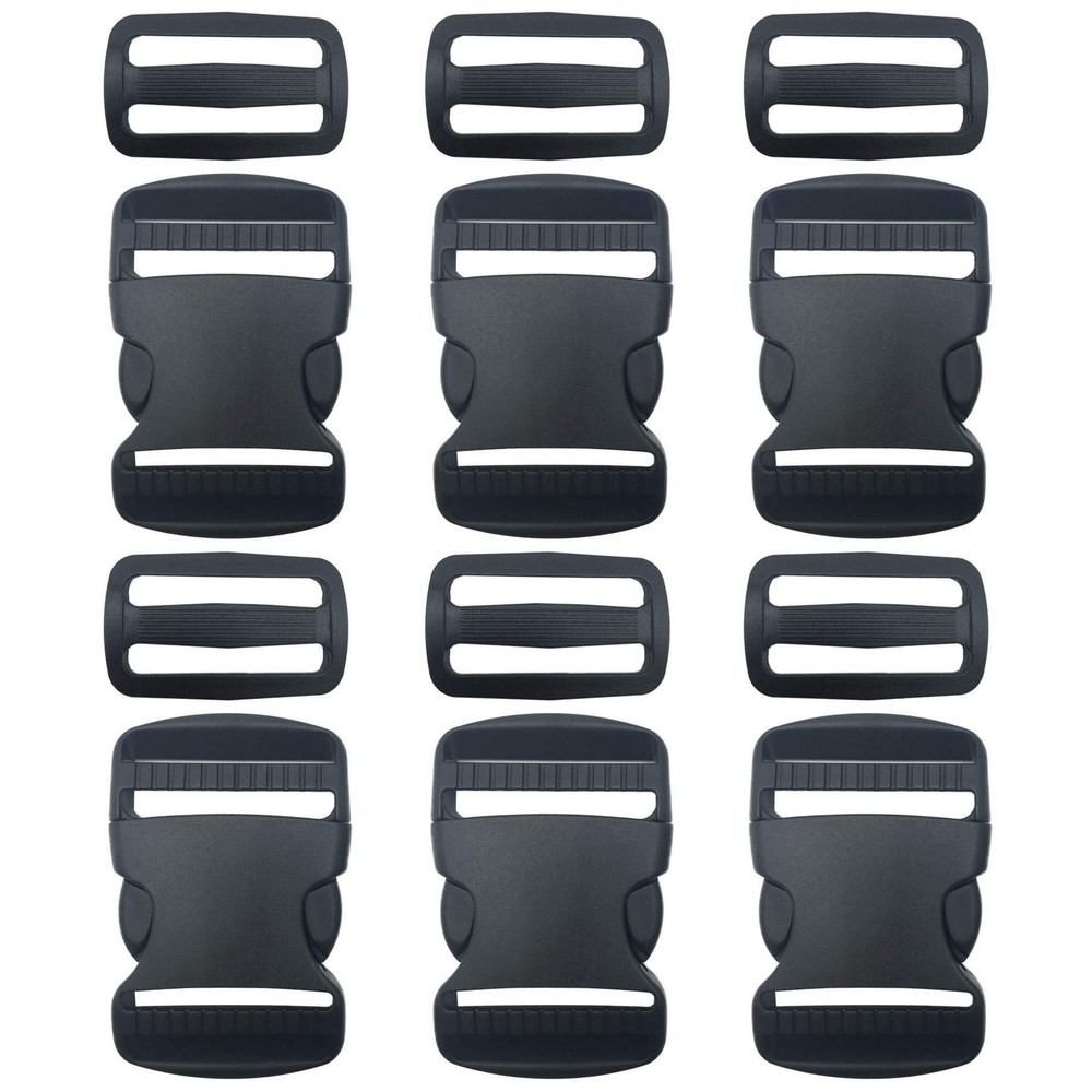 EesTeck 6 Set 1.5 Inch Flat Dual Adjustable Plastic Quick 1.5"-6 Pack, Black