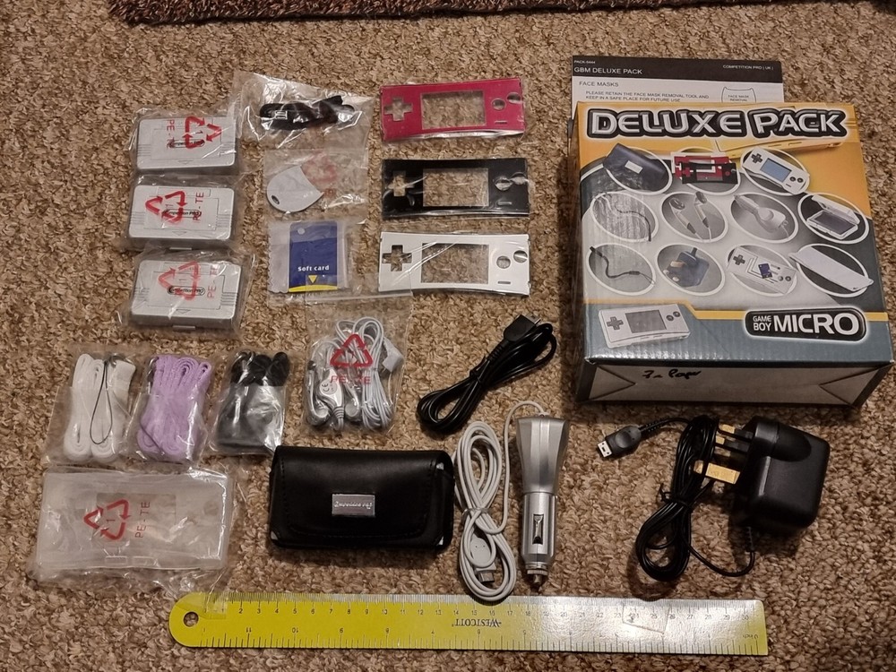 NINTENDO GAMEBOY ADVANCE MICRO PACK NEW CONSOLE CASE CHARGER USB 3 x FACEPLATES