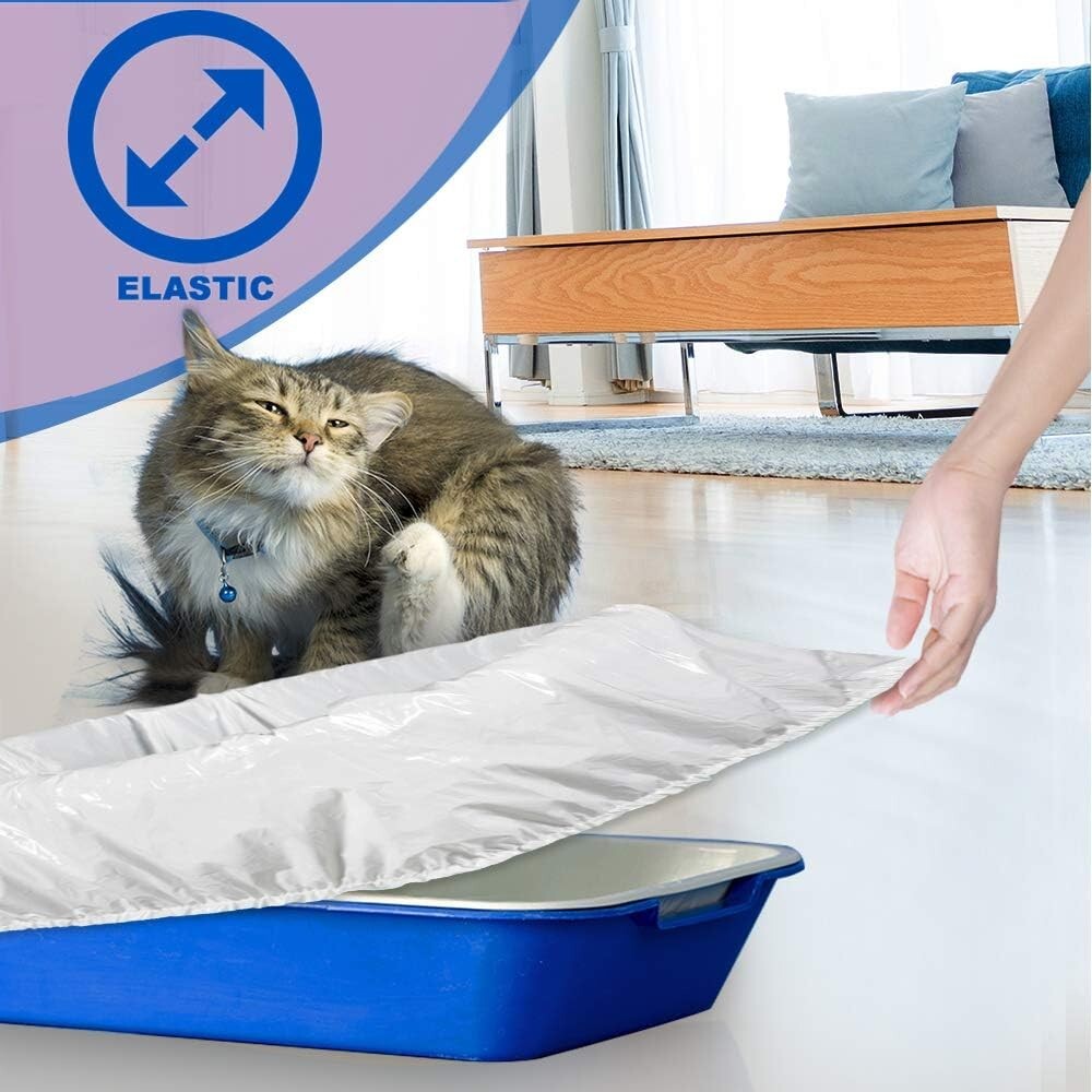 Kitty Cat Pan Disposable Elastic Sifting Liners- 5-Pack + 1 Solid Transfer-2Pack