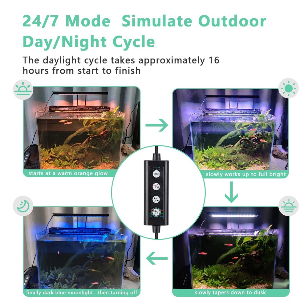 hygger Clip On LED Aquarium Light, 12-20" Full Spectrum, Adjustable Timer