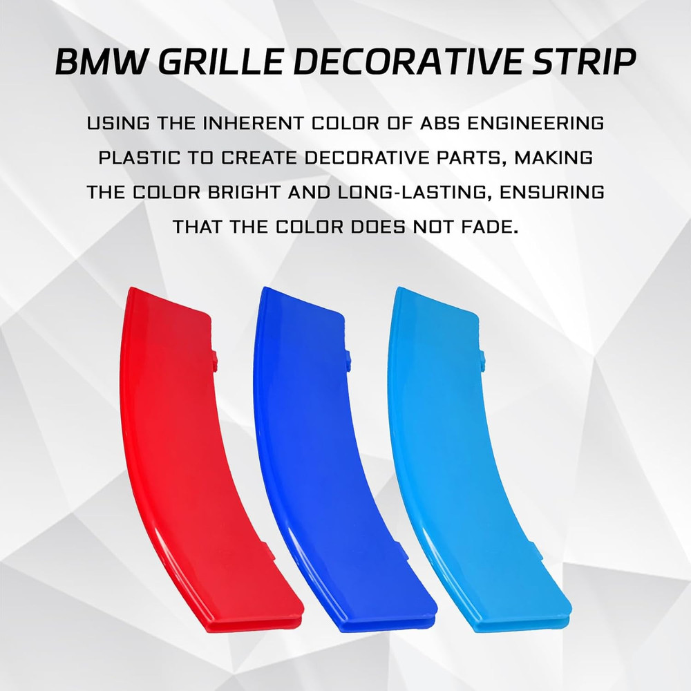 Grille Insert Trims for BMW Front Grill Inserts M-Colored Snap-On Grill Mesh Tri