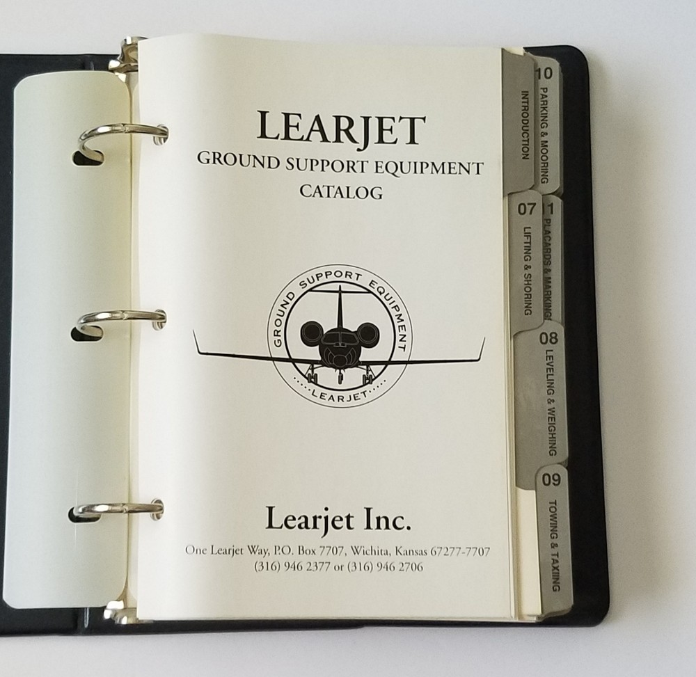 Vintage Learjet GSE Ground Support Equipment Book. Three Ring Binder. 1990's