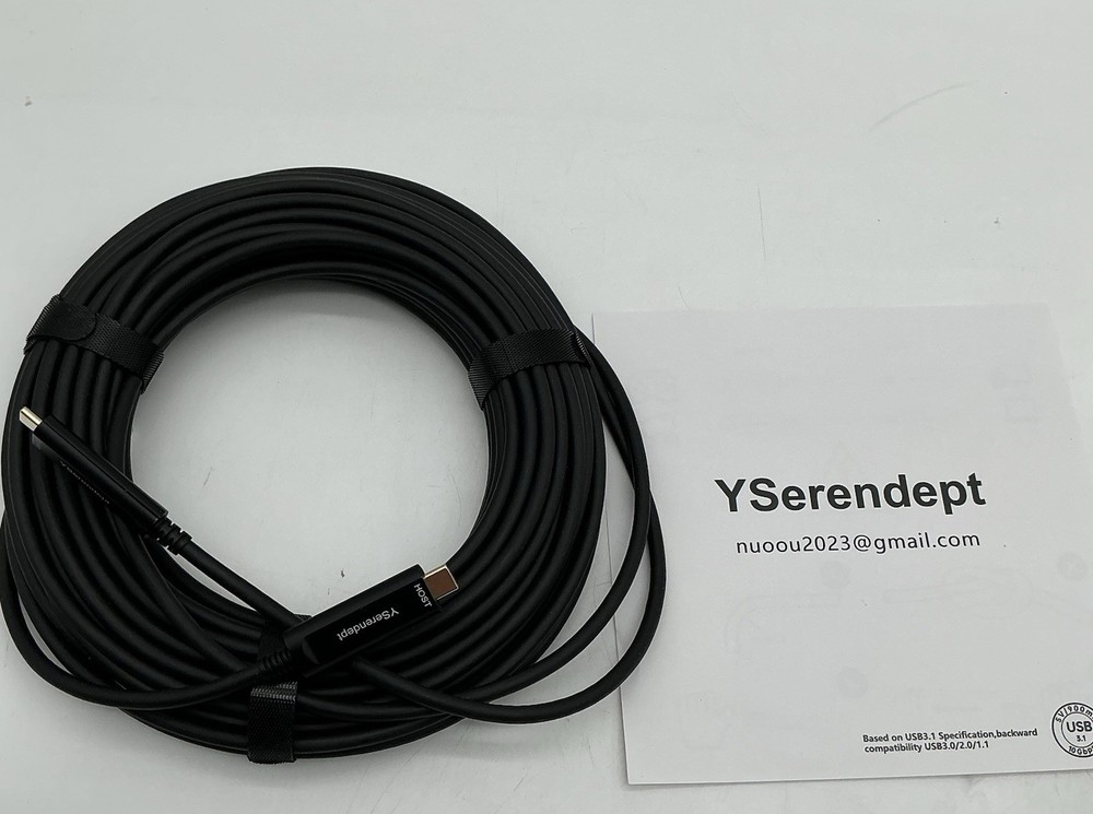 Fiber Optic USB C Cable 50ft, USB 3.1, 10Gbps Active Optical (open Box).