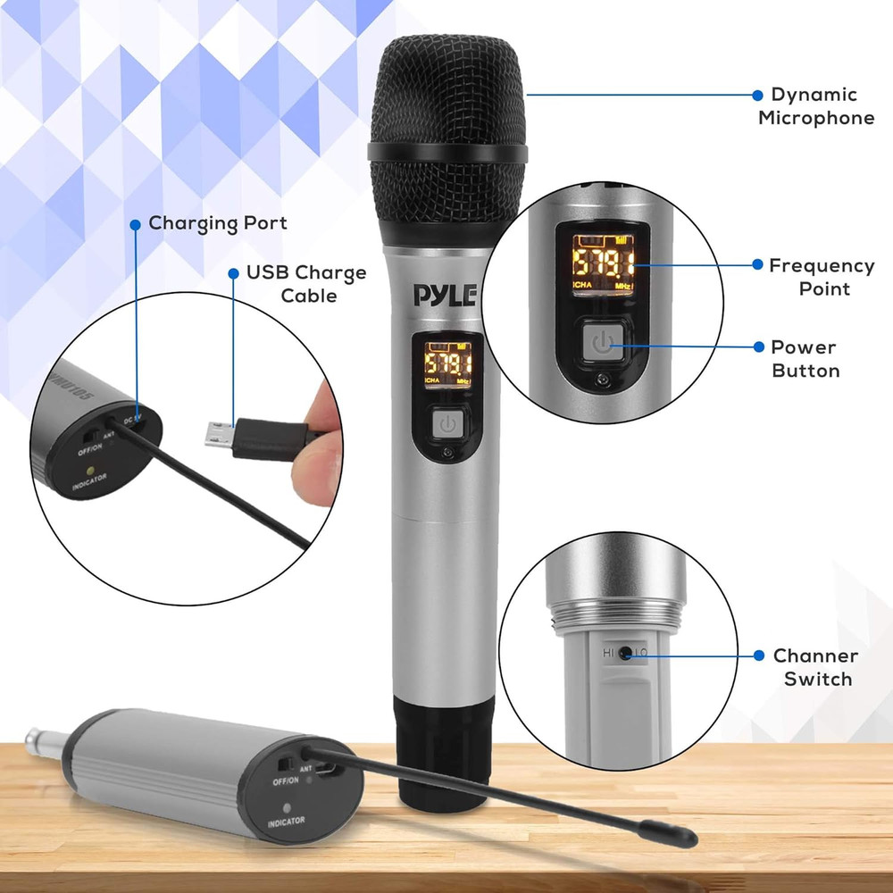 Portable UHF Wireless Microphone System - Professional Battery Operated Handheld
