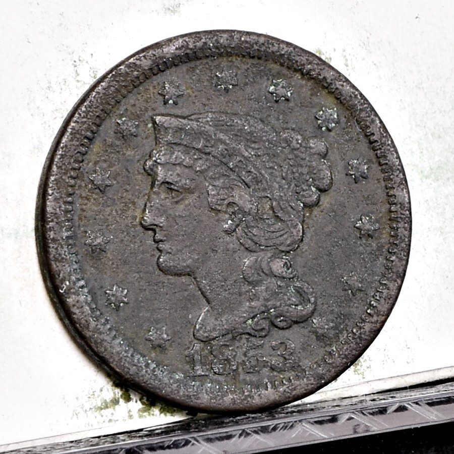 1853 Large Cent - Fine Details, Rough Surface (56658-L)
