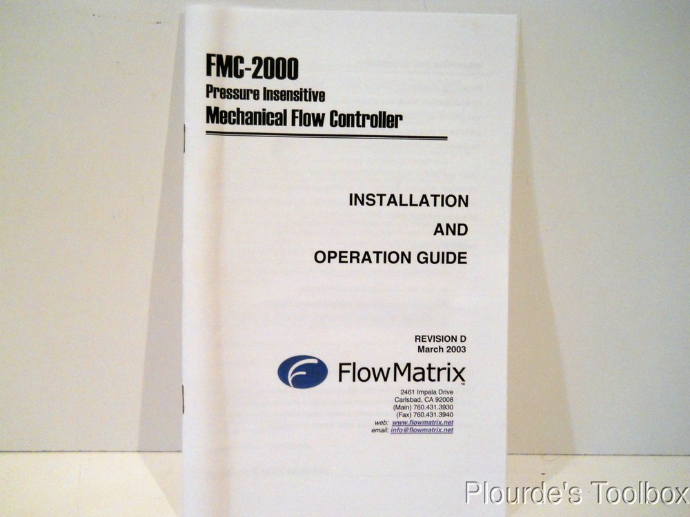 New Flow Matrix Nitrogen Gas Flow Control Micrometer Valve 1/4" NPT, 2-5 PSIG
