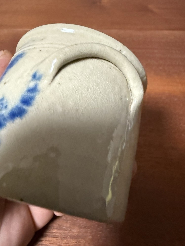 Rustic Studio Pottery Mini Crock Cobalt Blue Primitive Stoneware Crock
