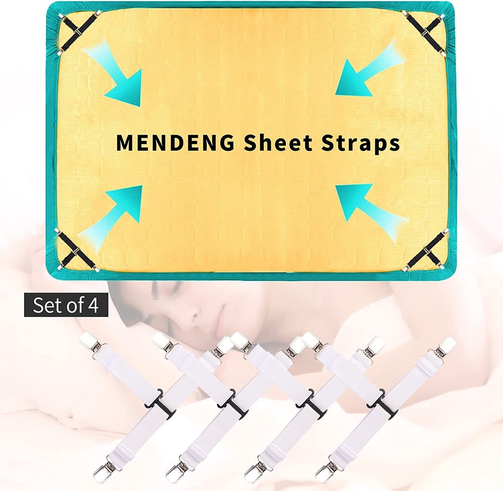Bed Sheet Straps Fitted Sheet Holders for Corners King Queen Size Mat
