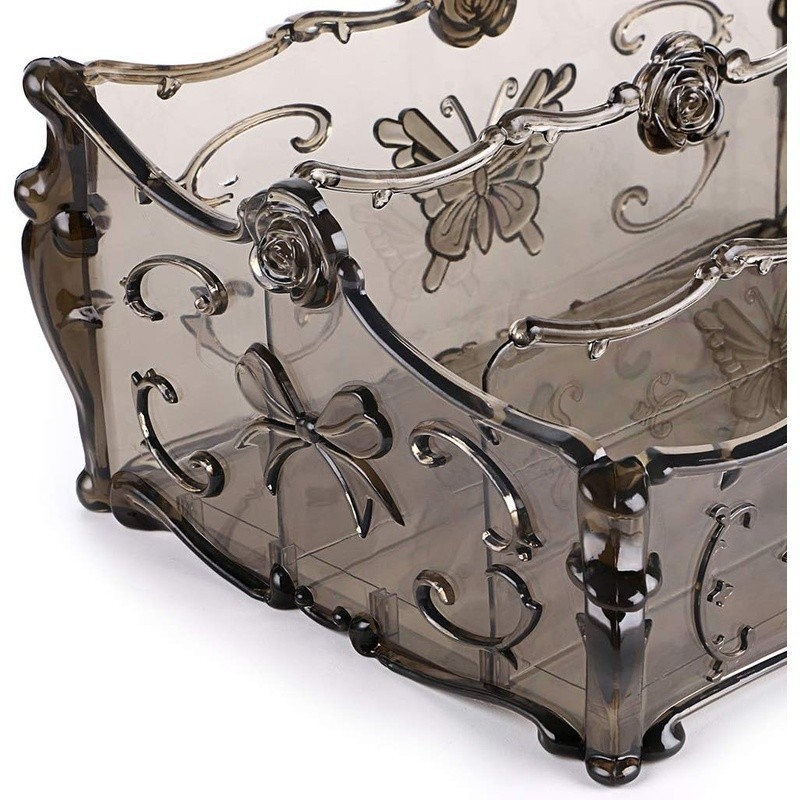 Acrylic Makeup Organizer Adjustable Shelves Removable Compartment Storage Unit