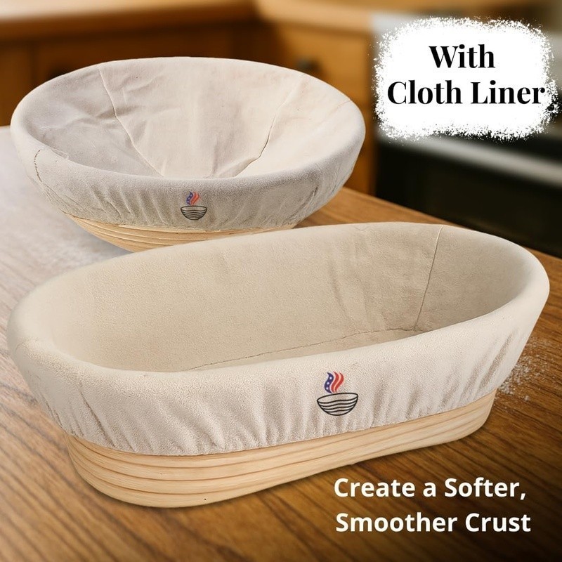 Bread Proofing Basket Set 2 Pack Round Oval Rattan Sourdough Baking Tools New