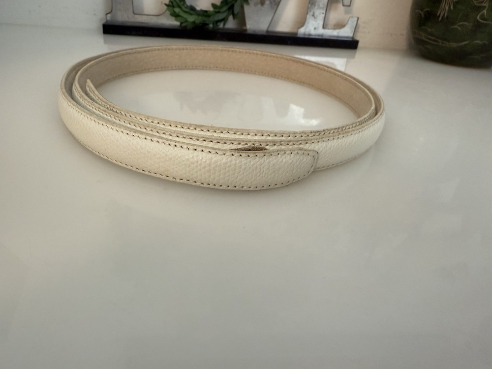 Terry Stack Size XL Minimalist Belt Off White Italian Leather Hook Loop Closure