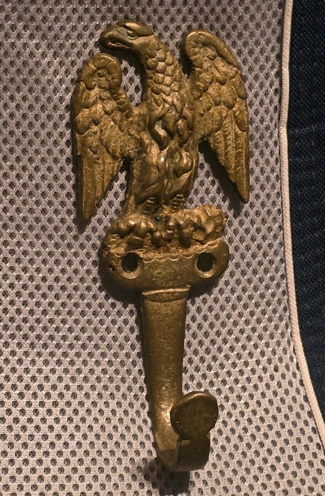 Antique Brass Eagle Hook Hanger Spread Winged Figural Architectural Hardware