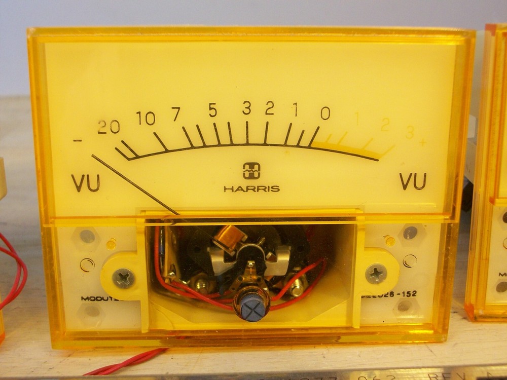 Three Harris analog - VU METERS - + 2 extra faceplates, from Medalist 12 console
