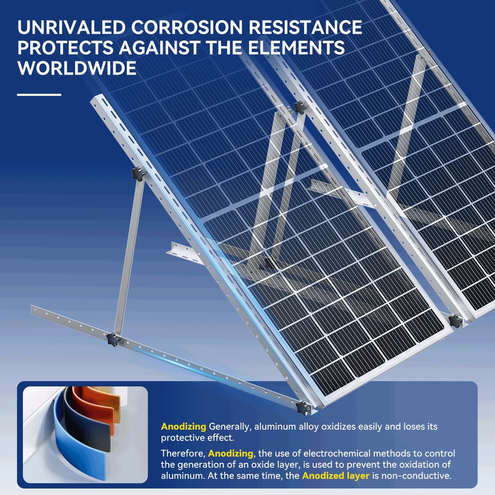 45in Adjustable Solar Panel Mounting Brackets Kit System for 8 Solar Panels