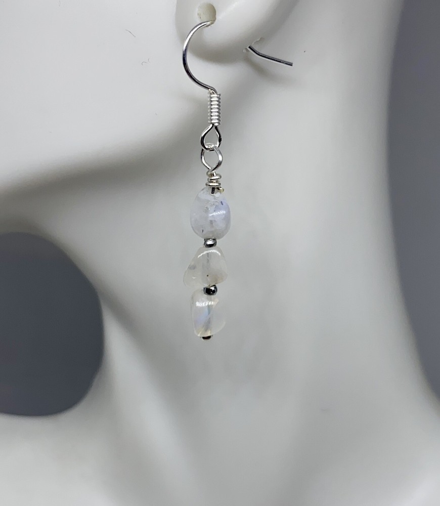 Blue Moonstone Genuine Stone Handmade Earrings