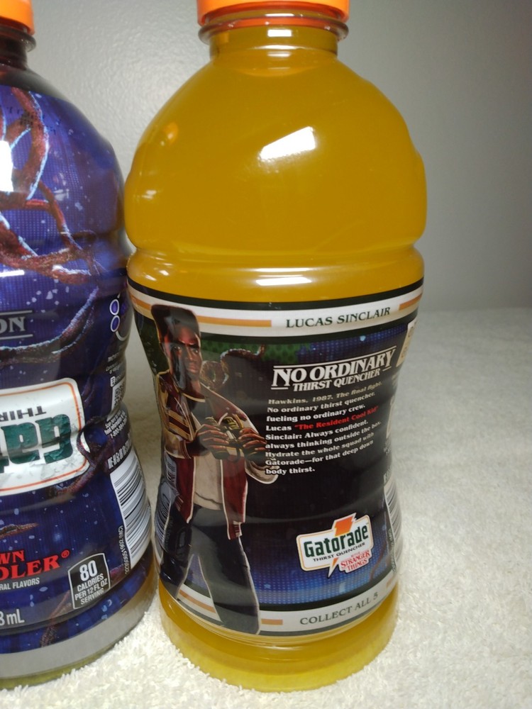 2 Gatorade Upside Down Citrus Cooler 28oz Bottle Stranger Things Lucas Sinclair