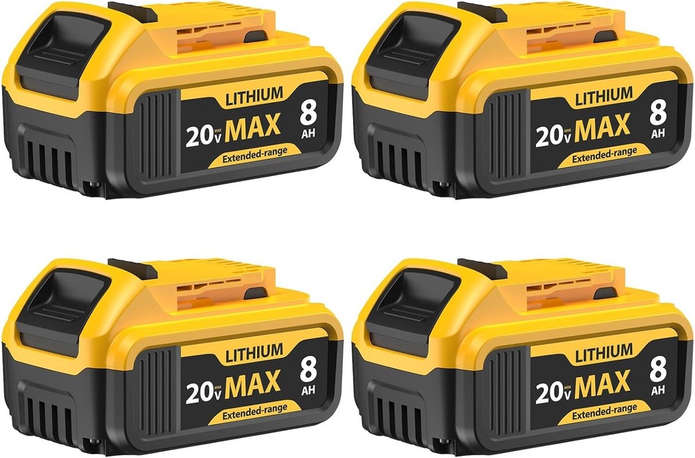 4-Pack 8.0Ah Replace for Dewalt 20V Max Battery 20V Lithium-ion DCB202 DCB205