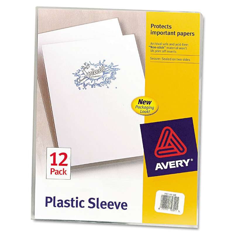 Avery® Clear Plastic Sleeves, Polypropylene, Letter, 12/Pack