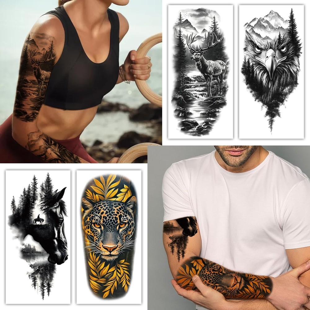 77 Sheets Forest Animals Temporary Tattoo for Women Small,
