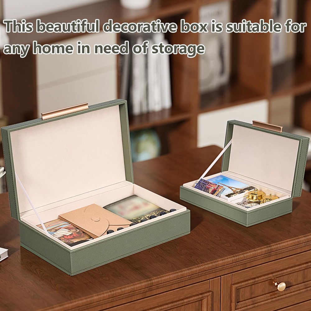 Decorative Boxes with Lids 2-Set, Memory Box for Keepsakes, Saving Space, Bea...