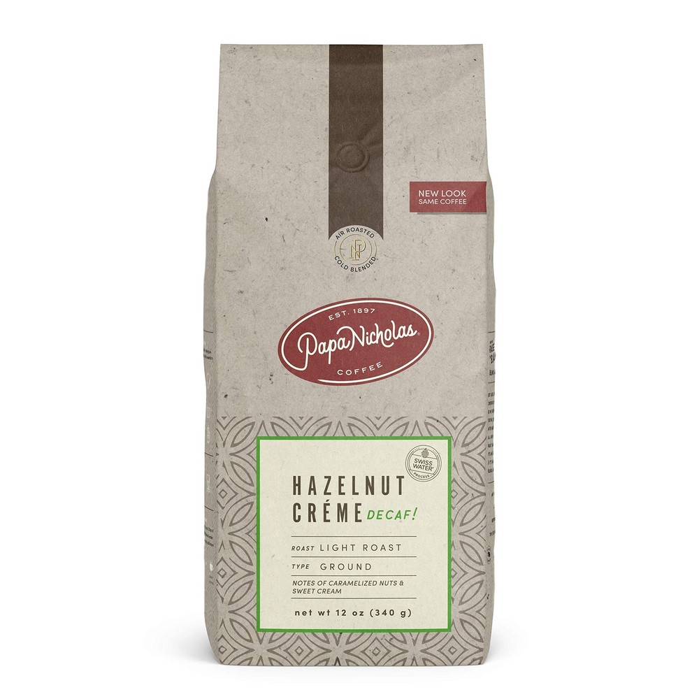 Ground Coffee, Decaffeinated, Hazelnut Creme, 12 Ounce
