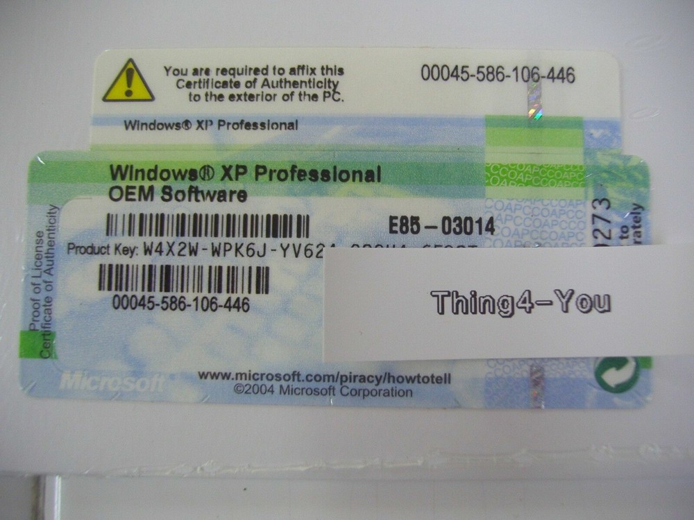 MICROSOFT WINDOWS XP PROFESSIONAL w/SP2 FULL OPERATING SYSTEM MS WIN PRO=SEALED=