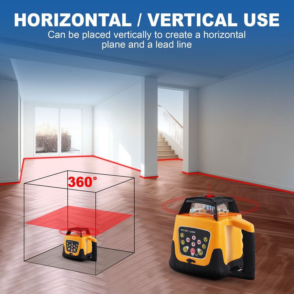 Self-Leveling 360° Rotary Rotating Red Laser Level Tool Kit Automatic 500m Range