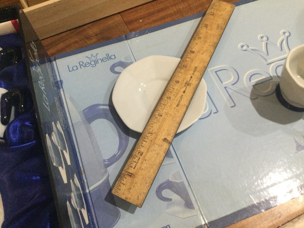 White Blue ItalY La Reginella Stovetop Espresso Coffee Inoxpran tz4 +cup +sauce