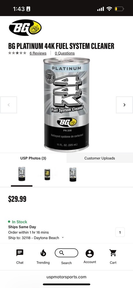 BG 44K Platinum Fuel System Cleaner PN208