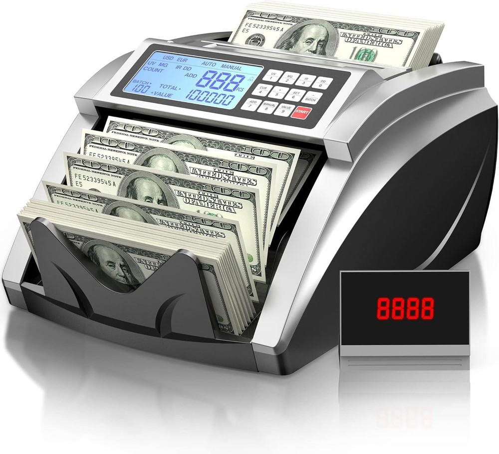 Money Counter Machine with 3.7" LCD & Advanced Counterfeit Detection