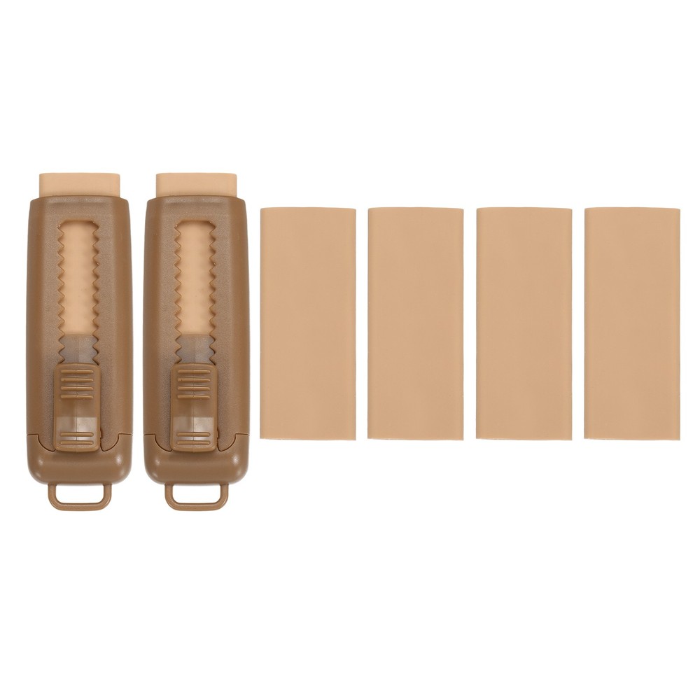 2+4Pack Erasers, Sliding Retractable Eraser Push Pull Pencil Erasers, Dark Brown