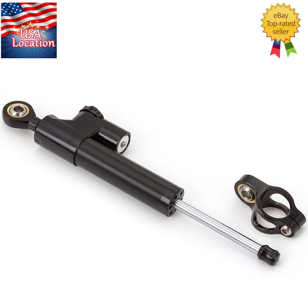 Universal CNC Steering Damper Stabilizer Linear Reversed Shock Absorber Black