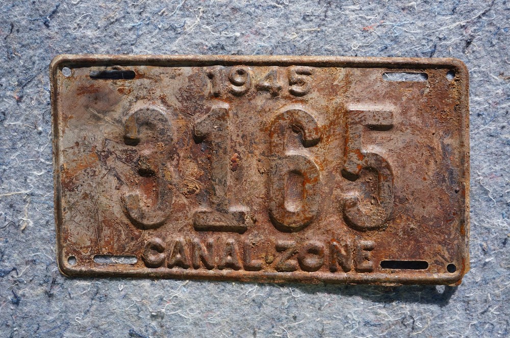 1945 CANAL ZONE License Plate Panama - U.S.
