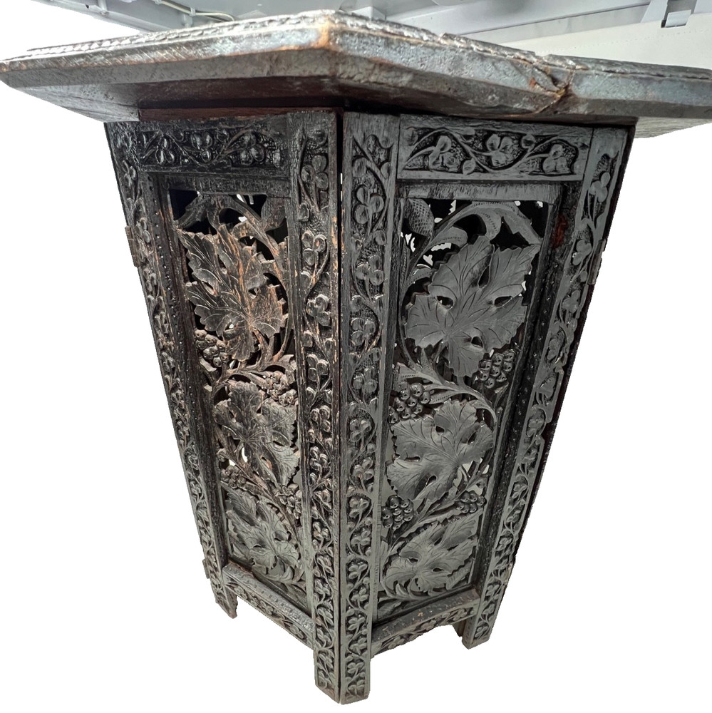 Antique Hand Carved Sheesham Octagon Folding Table