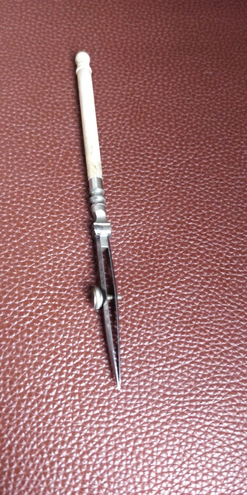 Vintage Antique drafting Pen with white handle Bone? or similar material