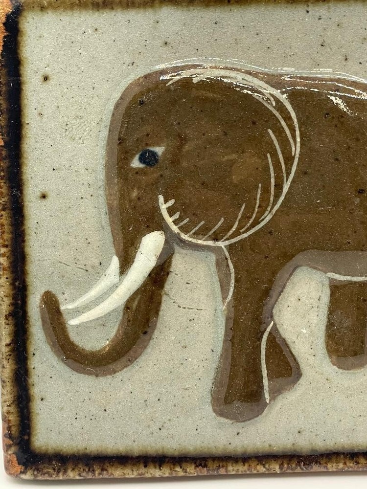 Mammoth Elephant Tile wall hanging Vintage 1980's