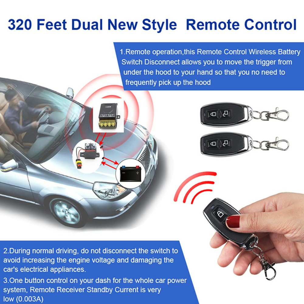 Wireless Remote Car Battery Disconnect Switch Cut Off Isolator Master Power Kill