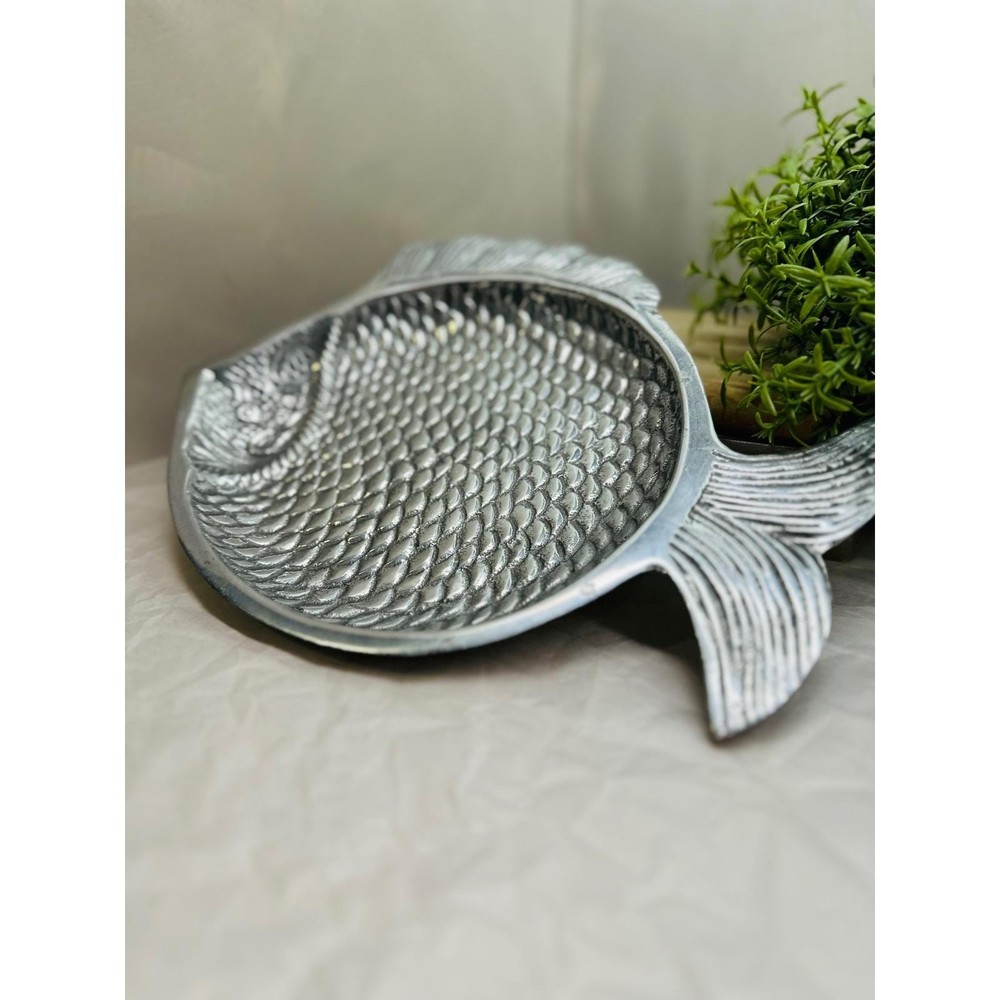 Vintage Pewter Fish Tray Platter 11.5x9